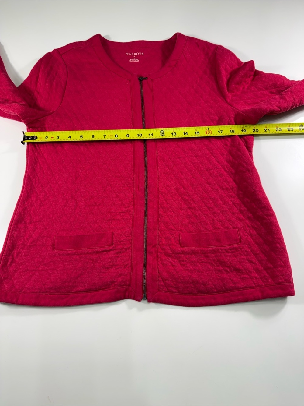 Talbots Deep Raspberry Zip-Front Quilt Sweatshirt - Picture 4 of 7